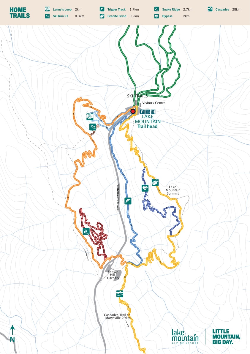 Mountain Biking Map of The Lake Mountain Alpine Resort